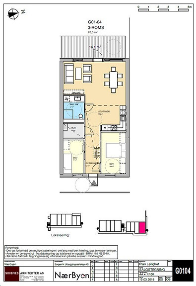 Plantegning som viser leilighet G01 - 04