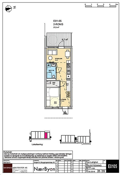 Plantegning som viser leilighet E01 - 05