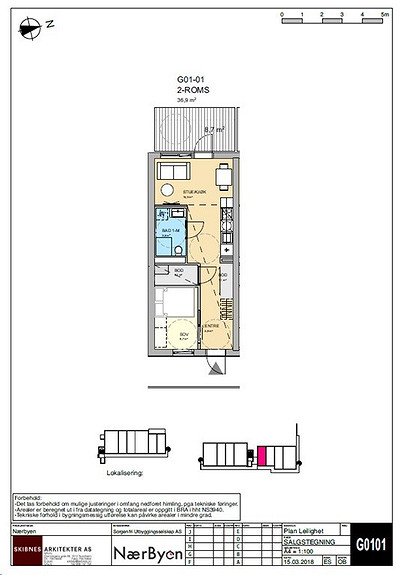 Plantegning som viser leilighet G01 - 01