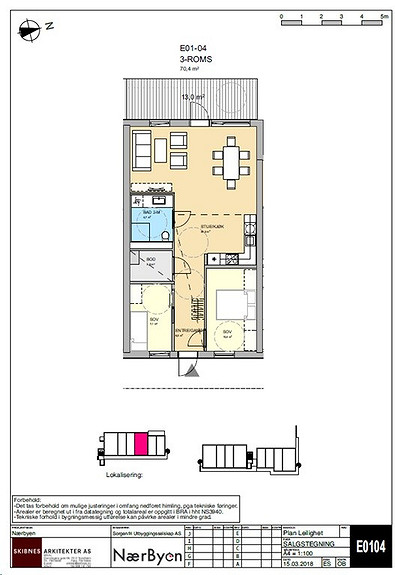 Plantegning som viser leilighet E01 - 04