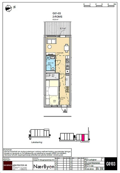 Plantegning som viser leilighet G01 - 03