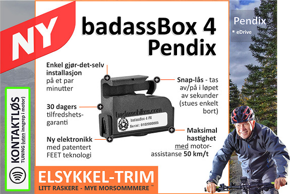 badassBox 4 Pendix tuning for elsykkel - fjerner 25 km/t begrensning! |  FINN torget