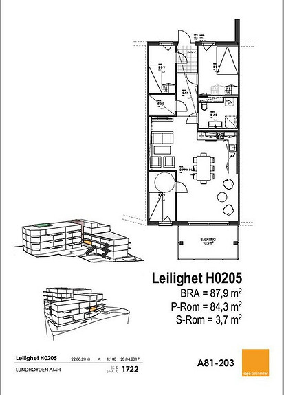 Plantegning som viser leilighet 0205 - 2. ETG.*