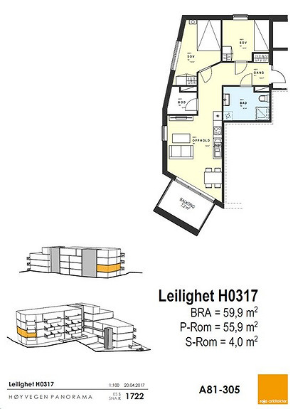Plantegning som viser leilighet 0317 - 3. ETG.*