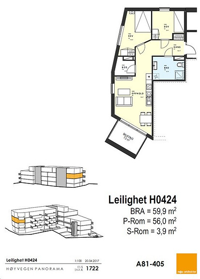 Plantegning som viser leilighet 0424 - 4. ETG.