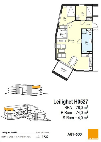 Plantegning som viser leilighet 0527 - 5. ETG. *
