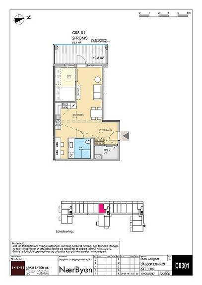 Plantegning som viser leilighet C 03-01