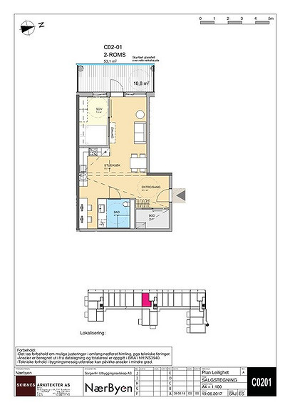 Plantegning som viser leilighet C 02-01