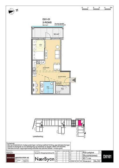 Plantegning som viser leilighet D 01-01