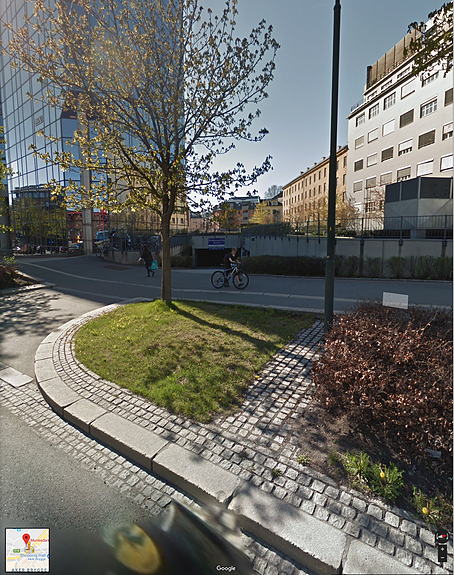 Innkjøring fra Munkedamsveien, mellom BNP og Vika Atrium