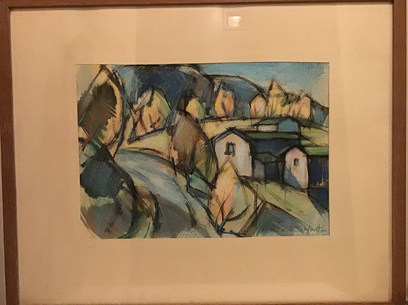 Karsten Mantor «Høst» i glass med ramme 65 x 53