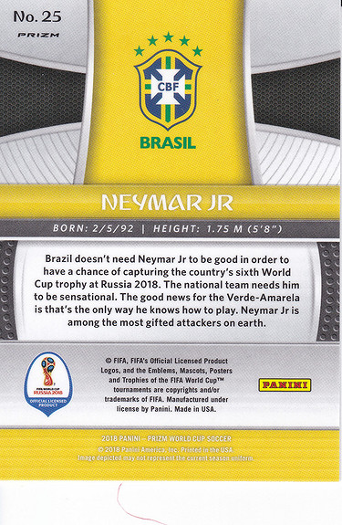 2018 Panini Prizm World Cup HYPER PRIZM Neymar Jr FUTURE LEGEND BRAZIL PSA  9,  in 2023