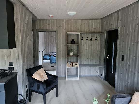 Fin garderobeløsning i gangen.