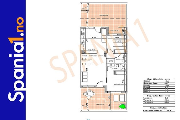 Plantegning - Leilighet på bakkeplan med 2 soverom