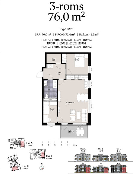 Plantegning som viser leilighet B0202