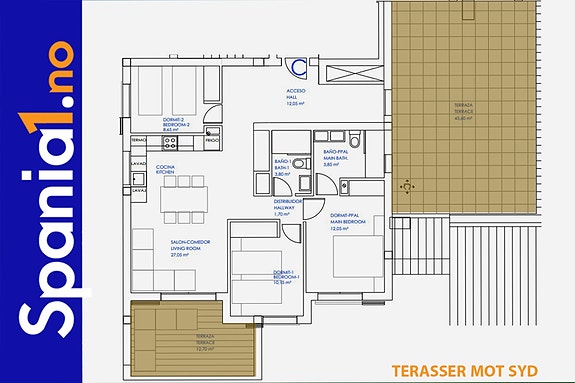 Sydvendte terrasser uten innsyn. Fri sikt.
