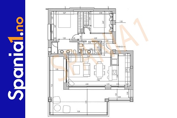 Planløsning for leilighet til 399.000 euro