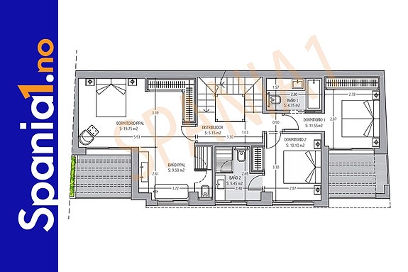 Planløsning - soverom og bad
