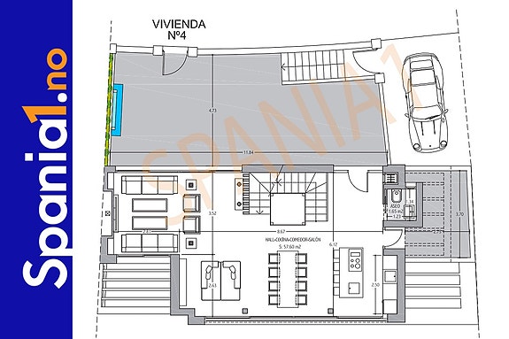 Planløsning- Åpen kjøkken og stueløsning