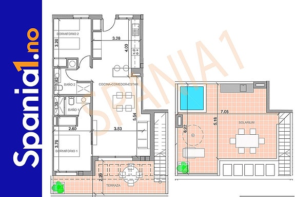 Plantegning - Leilighet på bakkeplan med 2 soverom