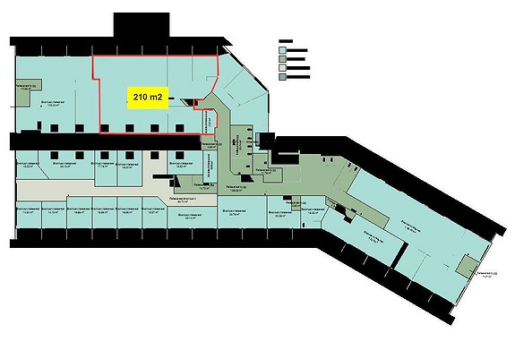 Romslig kontorareal med 5 store cellekontorer med utsikt mot Askøy, 3 cellekontorer i bakkant med takvindu, minikjøkken og stort møterom.