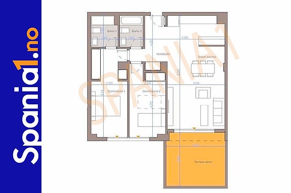 Planløsning av denne leiligheten