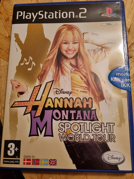 Kan fås gratis) PS2 Disney Hannah Montana Spotlight World Tour