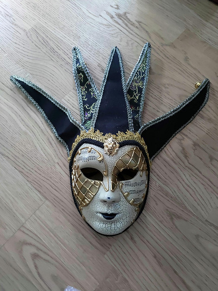 Masquerade Mask Venice Vintage Halloween Checkered Full Face Mask