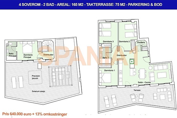 Plantegning - Toppleilighet med 4 soverom