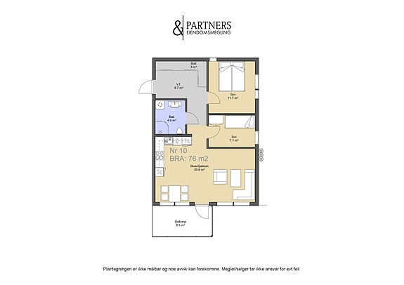 Blokk AB 3-roms 1 og 2. etg - øst