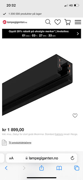 Svart spotskinne ubrukt