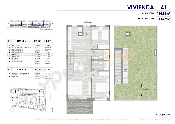 Plantegning - leilighet med 2 soverom og  egen takterrase