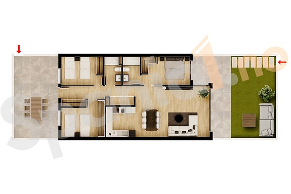 Plantegning - leilighet med 3 soverom