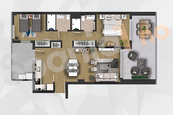 Plantegning leilighet med 2 soverom