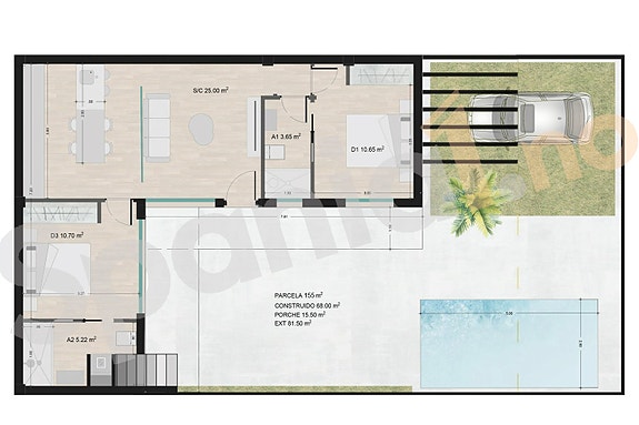 Plantegning bolig med 2 soverom