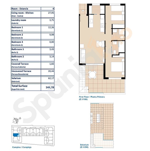 Plantegning leilighet med 2 sov og takterrasse