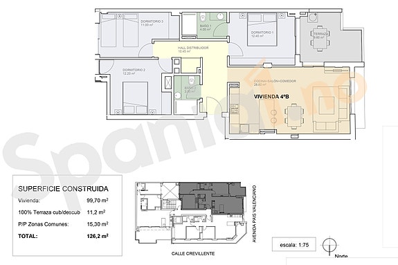 Plantegning leilighet 4B i toppetasjen