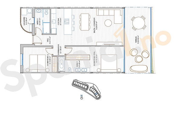 Plantegning leilighet med 2 soverom