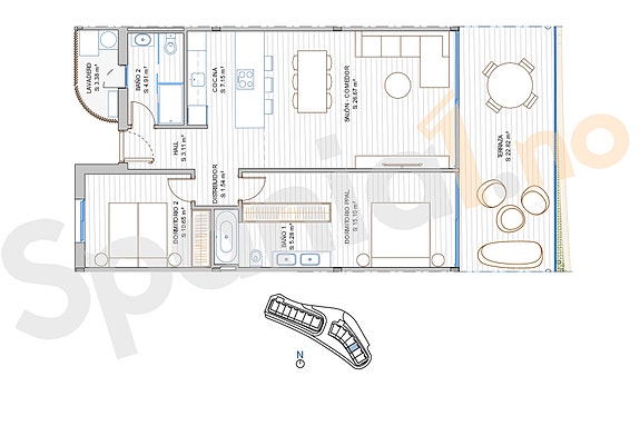 Plantegning leilighet med 2 soverom
