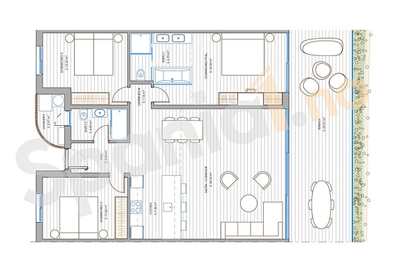 Plantegning leilighet med 3 soverom