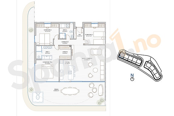 Plantegning SKY VILLA med 3 soverom