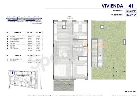 Plantegning - leilighet med 2 soverom og  egen takterrase
