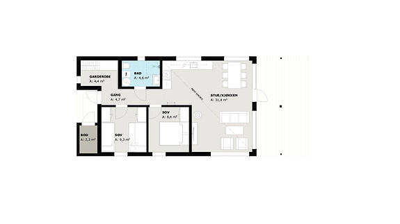 Planløsning 1. etasje Nordavind