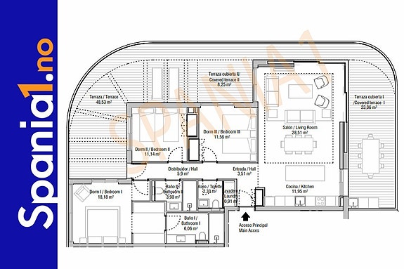 Planløsning av denne leiligheten