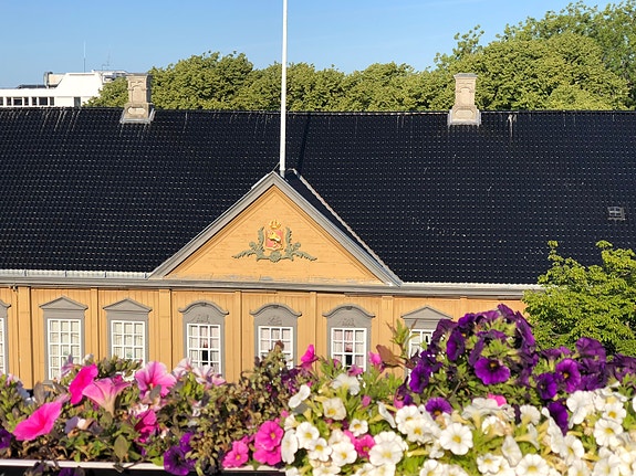 Utsikt fra stue og kjøkken