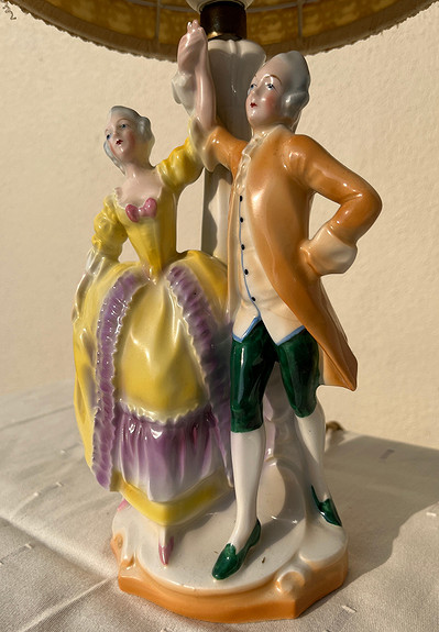 Vintage porselen rokokko - bordlampe rococofigurer dansende par