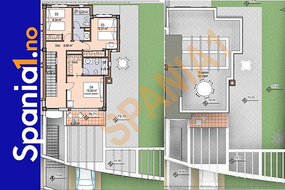 Planløsning: VS: Soverom + bad HS. Takterrasse (basseng medfølger men er ikke lagt til på plantegningen)