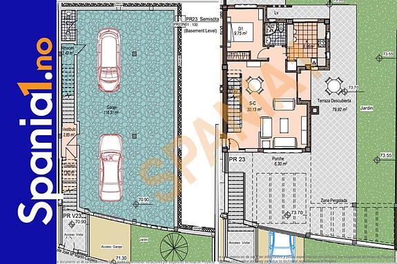 Planløsning: VS: Garasje som er i under etasje HS: Kjøkken + stue + soverom som er i første etasje
