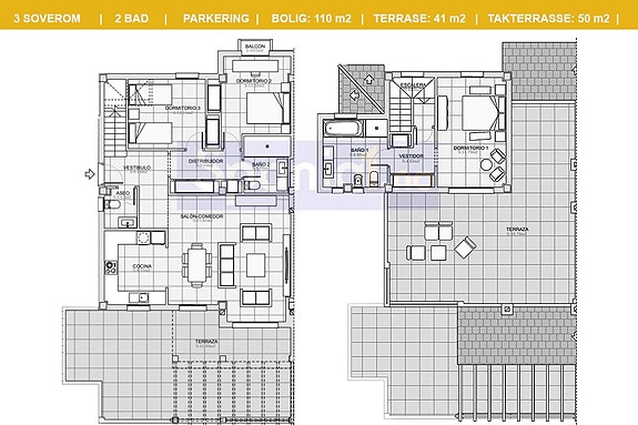 Plantegning av denne leiligheten - Penthouse med 3 soverom