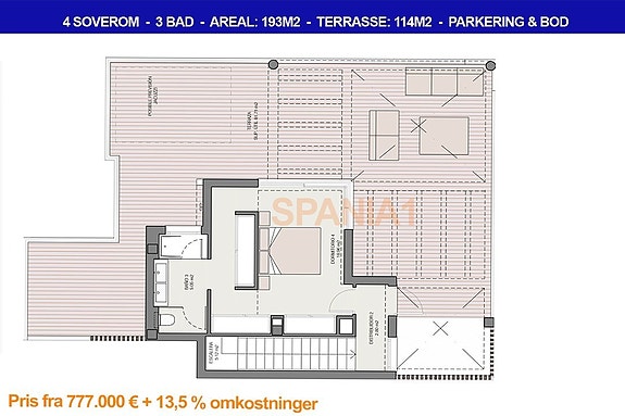 Plantegning Penthouse med 4 soverom - 2 etg